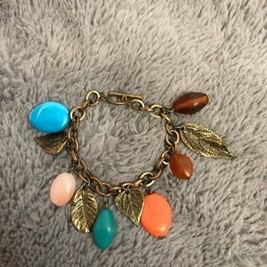 Forever 21 Leaf and bead charm bracelet